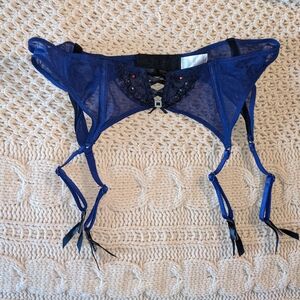 Victoria's Secret blue purple mesh garter belt XS
